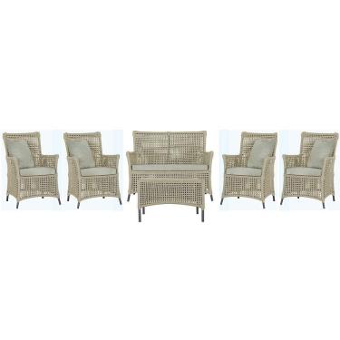 Imagem de Jogo Sofá 4 Poltronas E Mesa Igapó Preta E3 Trama Original Rami