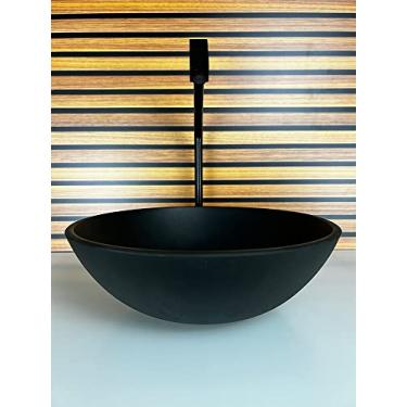 Imagem de KIT CUBA VIDRO REDONDA 35CM + TORNEIRA + VALVULA PRETO FOSCO