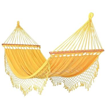 Imagem de Rede Grande de Dormir Americana com Madeira (Amarela)