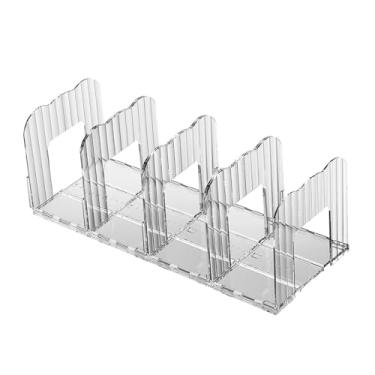 Imagem de YWJLQH Organizador de Bolsas com Divisórias de Prateleira Ajustáveis ​​para Armário, Ideal para Escritório E Quarto, Branco transparente com 4 grades