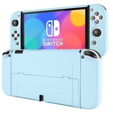 Imagem de MOROCK Protective Case for Nintendo Switch OLED 2021, Ergomomic Grip Hard PC Frosted Back Shell Cover with Silicone Handle, Shock-Absorption and Anti-Scratch, Blue