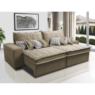 Imagem de Sofá Retrátil E Reclinável 3,12m Com Molas Ensacadas Cama Inbox Supreme Tecido Suede Velusoft Castor