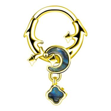 Imagem de VERAMI Anéis de nariz de septo para mulheres 16G argolas de nariz hipoalérgicos de aço inoxidável cartilagem brincos hélice lábio concha tragus daith piercing joias (dourado)