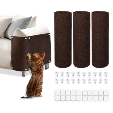 Imagem de Tapete anti-arranhão para gatos, 3 peças, 100 x 30 cm, tapete autoadesivo para arranhões para gatos, protetor de sofá de garra de gatos, protetor de móveis contra arranhões para gatos ou protetor de