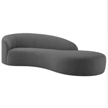 Imagem de Divã Recamier Orgânico França 160cm Lado Direito Linho - Amarena Moveis Cor Cinza Escuro