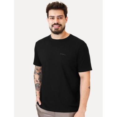 Imagem de Camiseta Dudalina Masculina Cotton Signature Grey Logo Preta Tamanho:M
