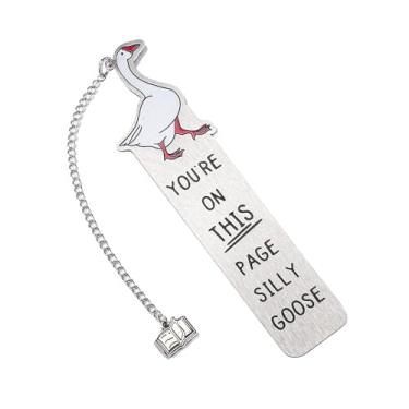 Imagem de Marcador de livro Silly Goose de aço inoxidável, engraçado, com estampa de ganso bobo, para homens, mulheres, prática, leitura, presentes, acessórios, suprimentos para crianças, adolescentes e adultos