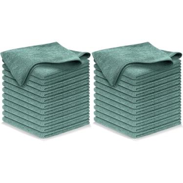 Imagem de USANOOKS Pano de limpeza de microfibra - 1200 lavagens, toalhas ultra absorventes aderência raiz trama sujeira - pacote com 24 - verde escuro
