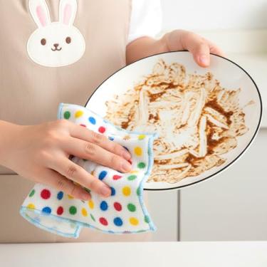 Imagem de 2 peças de pano de prato de cozinha, pano de limpeza de microfibra, 11,81 × 11,205 cm, pano de lavagem absorvente reutilizável, para pratos e bancadas, mistura