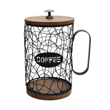 Imagem de DimyFew Organizador de Cápsulas de Café em Arame, Porta-Cápsulas de Café Expresso para de Casa ou Hotel, Preto, com Tampa