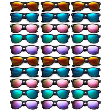 Imagem de Fsmiling Óculos de sol neon a granel para festa adulto anos 80, óculos de sol para homens, mulheres, lembrancinhas de festa, pacote com 15, proteção UV, Moldura transparente| Amarelo Sunburst, XG