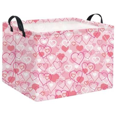 Imagem de HIYAGON Cesta retangular rosa cesta infantil caixa organizadora de cesta de brinquedo para meninas decoração de quarto de amor (coração rosa)
