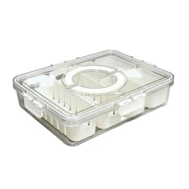 Imagem de Caixa Organizadora de Alimentos Transparente Geladeira Empilhável Multiuso com Divisórias (Caixa 6 Divisórias Combinação)