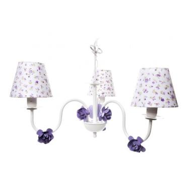 Imagem de Lustre 3L Simples 6 Flores P Lilás Quarto Bebê Infantil - Potinho de m