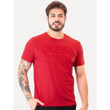 Imagem de Camiseta Guess Masculina Big Logo Los Angeles Bordado Vermelha-Masculino