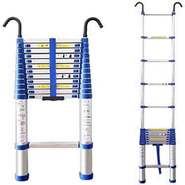Imagem de OKUOKA Escada telescópica de alumínio com gancho, escadas de extensão telescópica de 8 m/7 m/6 m/5 m/4 m/3 m/2 m/1 m de altura para trabalho ao ar livre em casa, capacidade de 150 kg (tamanho: 2,1 m