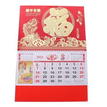 Imagem de ZABEES Calendário de parede 2024 Agenda mensal Fu Personagem Pendurado Estilo Chinês Ano Novo Lunar com Página de Lista de Tarefas Calendário Flip