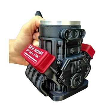 Imagem de Caneca Motor Personalizada Para Presente Mecânico Motor V8 para Homem Dia dos Pais Aniversário