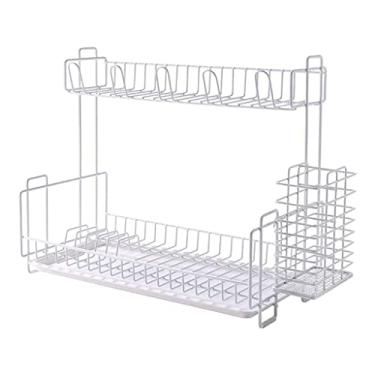 Imagem de Escorredor de pratos - Escorredor de pratos de aço inoxidável com suporte de tábua de cortar utensílio e suporte de pauzinhos (Cor: branco) (Cor: Preto) zhuang94 (Cor: Branco)