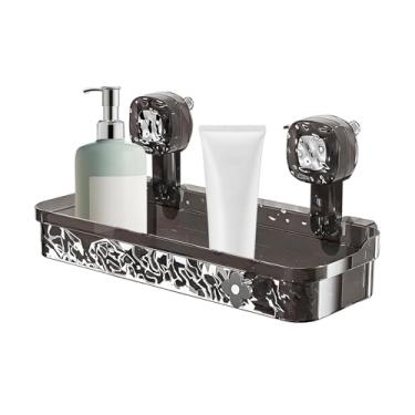 Imagem de Organizador de chuveiro, prateleira de ventosa de banheiro montada na parede | Organizador de armazenamento removível com orifícios de drenagem, rack de decoração de parede sem perfuração para cozinha