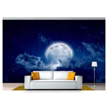 Imagem de Papel De Parede Lua Noite Nuvens Céu 3D Lua26 - Você Decora