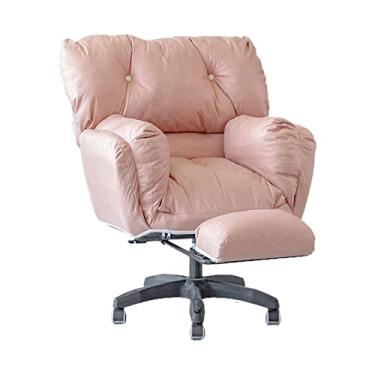 Imagem de Cadeira giratória para escritório em casa com apoio de braço, cadeira de trabalho acolchoada grossa ajustável para maquiagem, quarto, estudo