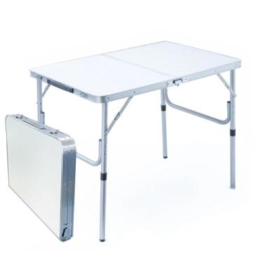 Imagem de 120x60x70CM Mesa Dobrável de Alumínio Portátil Vira Maleta Camping Praia com(90x60x70CM)