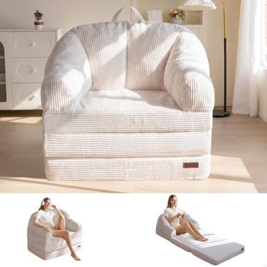 Imagem de MAXYOYO Sofá-cama dobrável com encosto, sofá-cama dobrável sem ossos com alça, pufe conversível 2 em 1, poltrona ao chão, sofá, espreguiçadeira, confortável e dobrável para quarto e sala de estar
