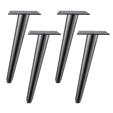 Imagem de ZJYWMM 4 pernas de móveis tubo de cone oblíquo pés de móveis pés de mesa de ferro pernas de metal preto móveis elevadores pernas de mesa acessórios de substituição pernas de sofá, pernas de sofá-cama