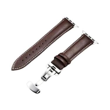 Imagem de Pulseira De Couro Para Apple Watch Ultra 9 8 7 6 5 4 3 Com Fecho Borbo
