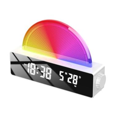 Imagem de Relógio Despertador Simulador de Nascer do Sol Acordar Manhã com 2 Modos Despertar Display LED Luz Noturna Ambiente Multi-Cor Brilho Ajustável Energia USB Decoração para Casa Quarto Sala Estar Present