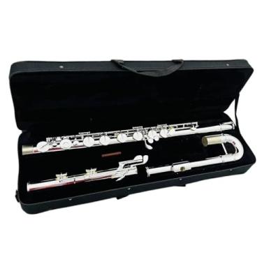 Imagem de Flauta em tom C, material de cobre banhado a prata, 16 teclas, furo fechado, flauta com caixa