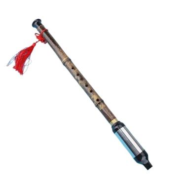 Imagem de Flauta de bambu de madeira, instrumento musical chinês tradicional feito à mão, flauta de 6 furos