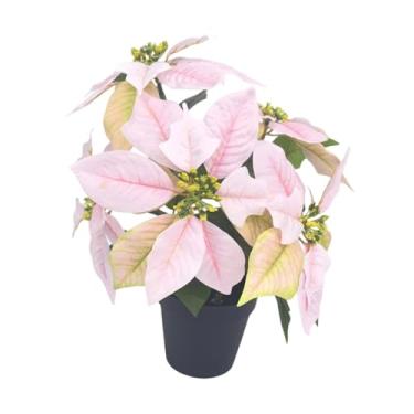 Imagem de KiBcsLic Arranjo de flores artificiais de Natal em vaso com planta poinsétia, ideal para decoração de jardim, prateleira, casa ou escritório.
