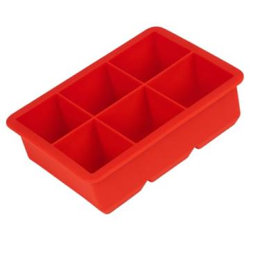 Imagem de Formas Gelo de Silicone 6 Cubos Grandes Empilhável Para Bombom Gelado Flexível Maleável(VERMELHA,4)