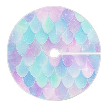 Imagem de ATTX Linda saia de árvore de Natal com escamas de sereia 129 cm, decoração festiva para festas de Natal e Ano Novo #137