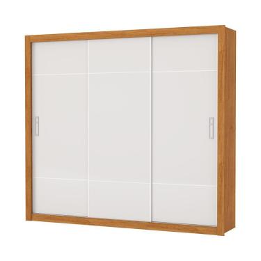 Imagem de Guarda Roupa Casal Lotse 3 Portas De Correr Sem Espelho Carioca Moveis Cinamomo/off White