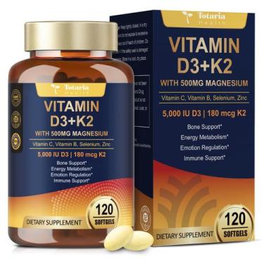 Imagem de Suplemento Totaria Magnesio Glicinato 500 mg + Vitamina D3 5000 UI y C