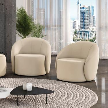 Imagem de Poltrona Decorativa Orgânica Kit 2 Lua Veludo D03 - D'rossi Mostarda