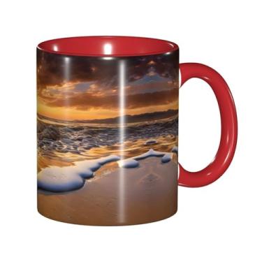 Imagem de Zeraoke Sunset Beach Print Canecas de café criativas, personalizadas, presente para família, tamanho de 325 ml, unissex