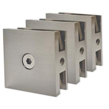 Imagem de Bathlink Braçadeira de vidro de níquel escovado para banheiro, 3 braçadeiras de porta de chuveiro para vidro temperado de 6 a 12 mm, braçadeira em U para porta de chuveiro