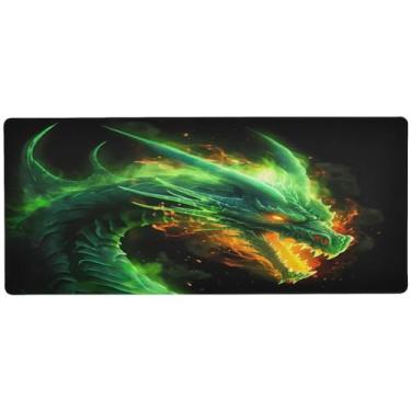 Imagem de Wassud Dragon Mouse Pad Gaming com base de borracha antiderrapante, mouse pad de teclado de computador longo com borda costurada, almofada de mesa grande impermeável para escritório, casa, 89,9 cm x