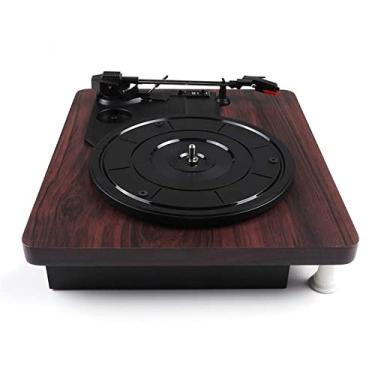 Imagem de uhyOHF Toca-discos, gravador de cor de madeira, retrô, disco portátil de gramofone, toca-discos de vinil (