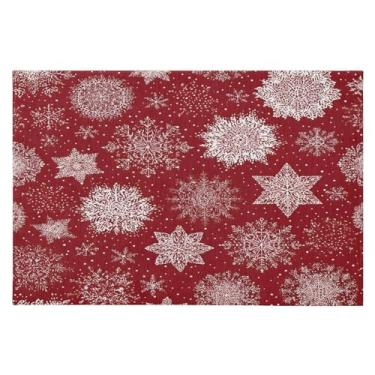 Imagem de CEBUGI Tapete de área 60 x 90 cm, macio, lavável, antiderrapante, com suporte de borracha, flocos de neve, para sala de estar, quarto, decoração de casa