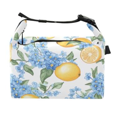 Imagem de STAYTOP Lancheira azul Forget Me Nots and Lemons com fivela de alça, lancheira isolada para meninos e meninas, lancheira térmica para trabalho escolar
