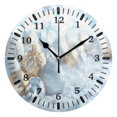 Imagem de CEBUGI Relógio de parede com bola de Natal, operado por bateria, relógios de parede silenciosos sem tique-taque para cozinha, banheiro, quarto, escritório, decoração 25,4 cm