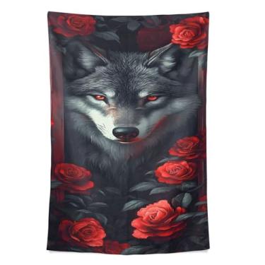 Imagem de STAYTOP Tapeçaria de parede lobo selvagem tapeçaria para decoração de casa dormitório decoração sala de estar quarto tapete de parede (60×40in)