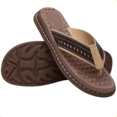 Imagem de Chinelos ortopédicos Sandálias de couro Resistentes à compressão (Café,38)