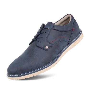 Imagem de Hawkwell Tênis masculino plus size casual Oxfords confortável para negócios tamanho 13 14 15 16 17 18 19, Azul marino, 47