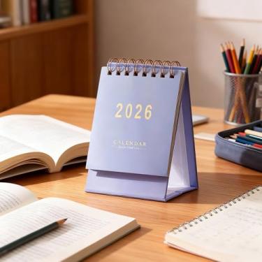 Imagem de Calendário de mesa 2026, agenda semanal mensal com papel grosso, calendário de mesa pequeno para escritório e organização doméstica (roxo)